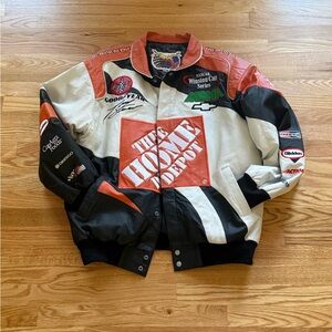 Vintage Jeff Hamilton NASCAR The Home Depot Leather Racing Jacket Mens XXL 90s